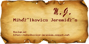Mihálkovics Jeremiás névjegykártya